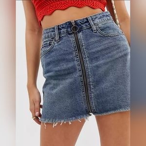 We the Free Denim Zip Mini Skirt